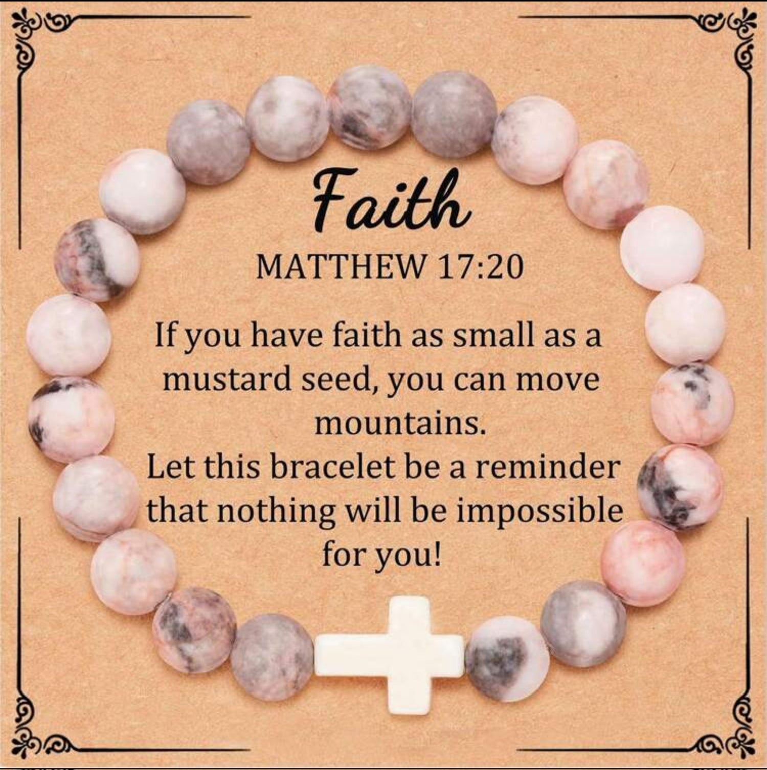 Natural Stone Cross Healing Stretch Bracelet