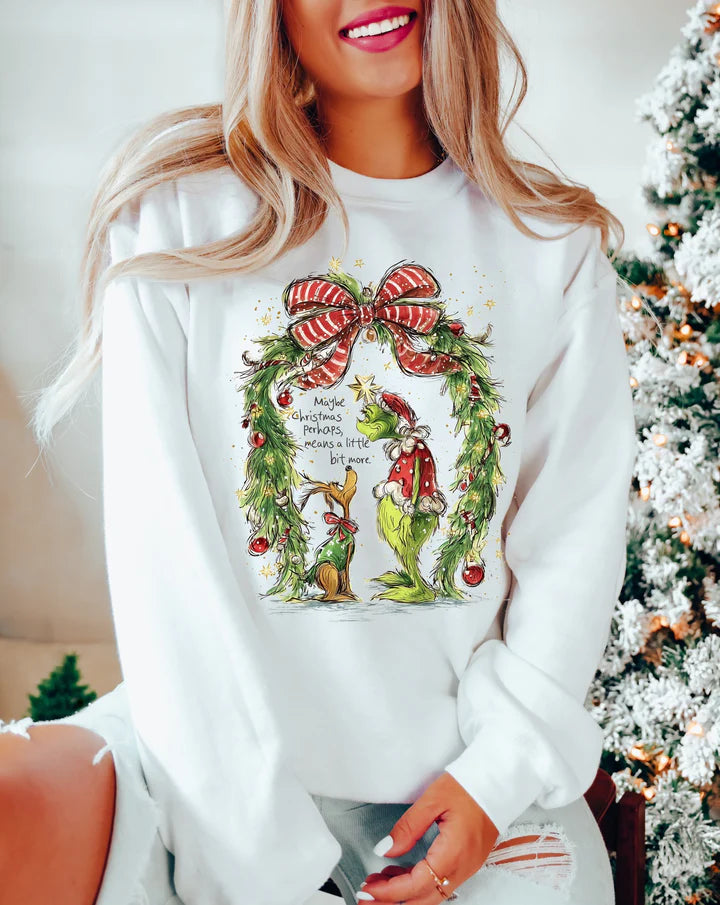 Wreath Christmas Perhaps Graphic Sweatshirt