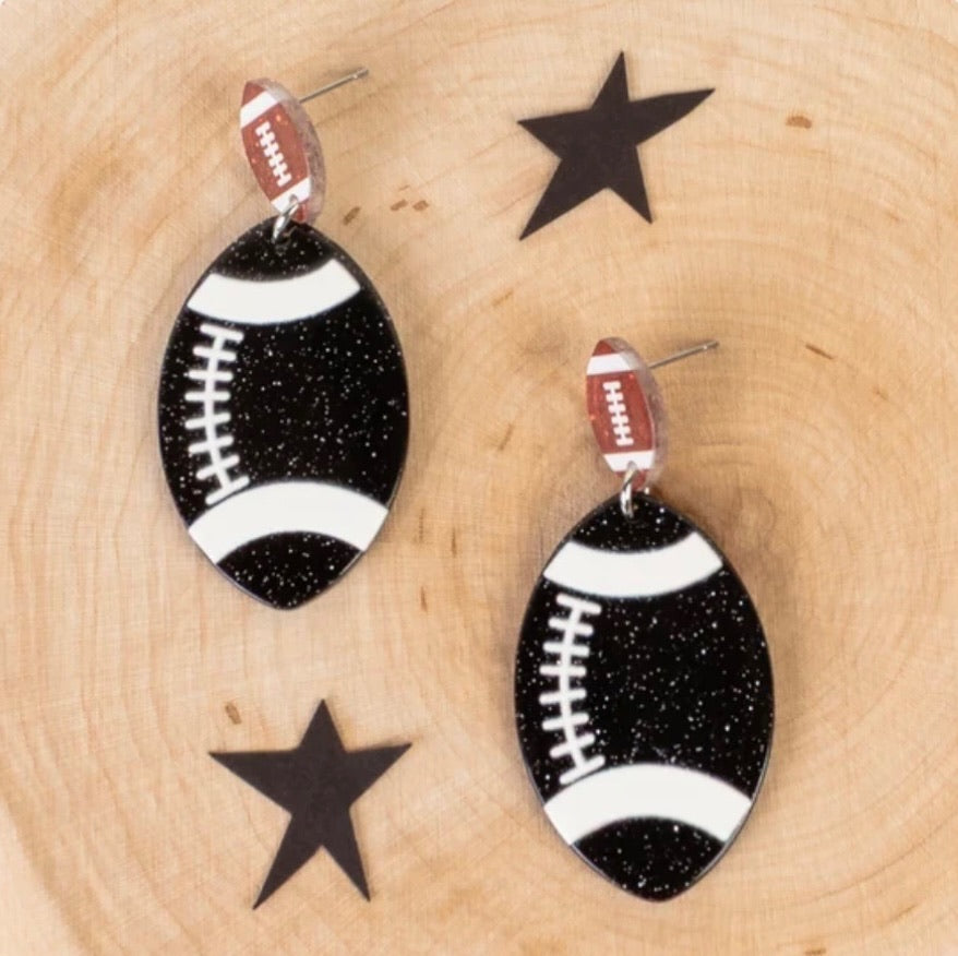 Sparkle Resin Football Dangle Earrings