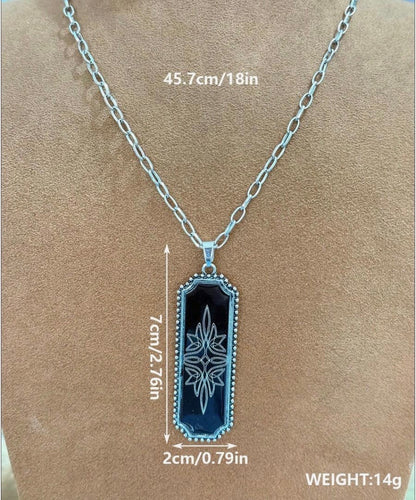 American Bohemian Style Rectangular Plate Necklace and Earring Set