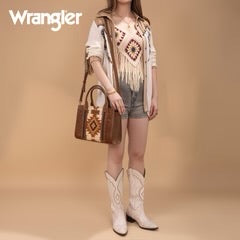 Wrangler Tooled Aztec Pattern Print Conceal Carry Crossbody Tote
