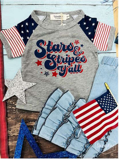 Stars &amp; Stripes Y’all Graphic Tee- Childs