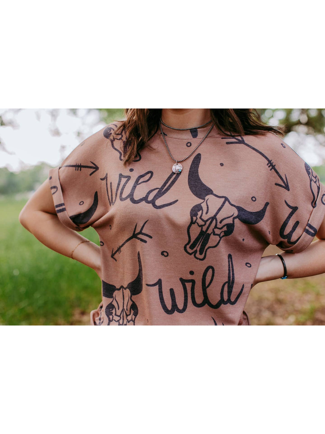 Oversize Wild Western Print Top