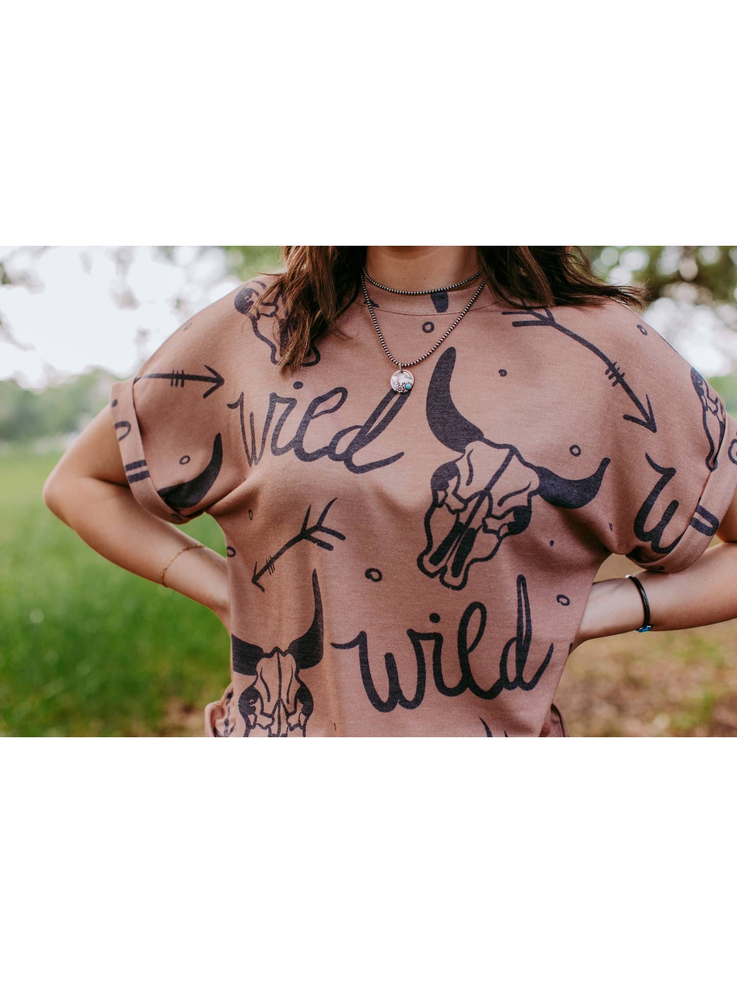 Oversize Wild Western Print Top