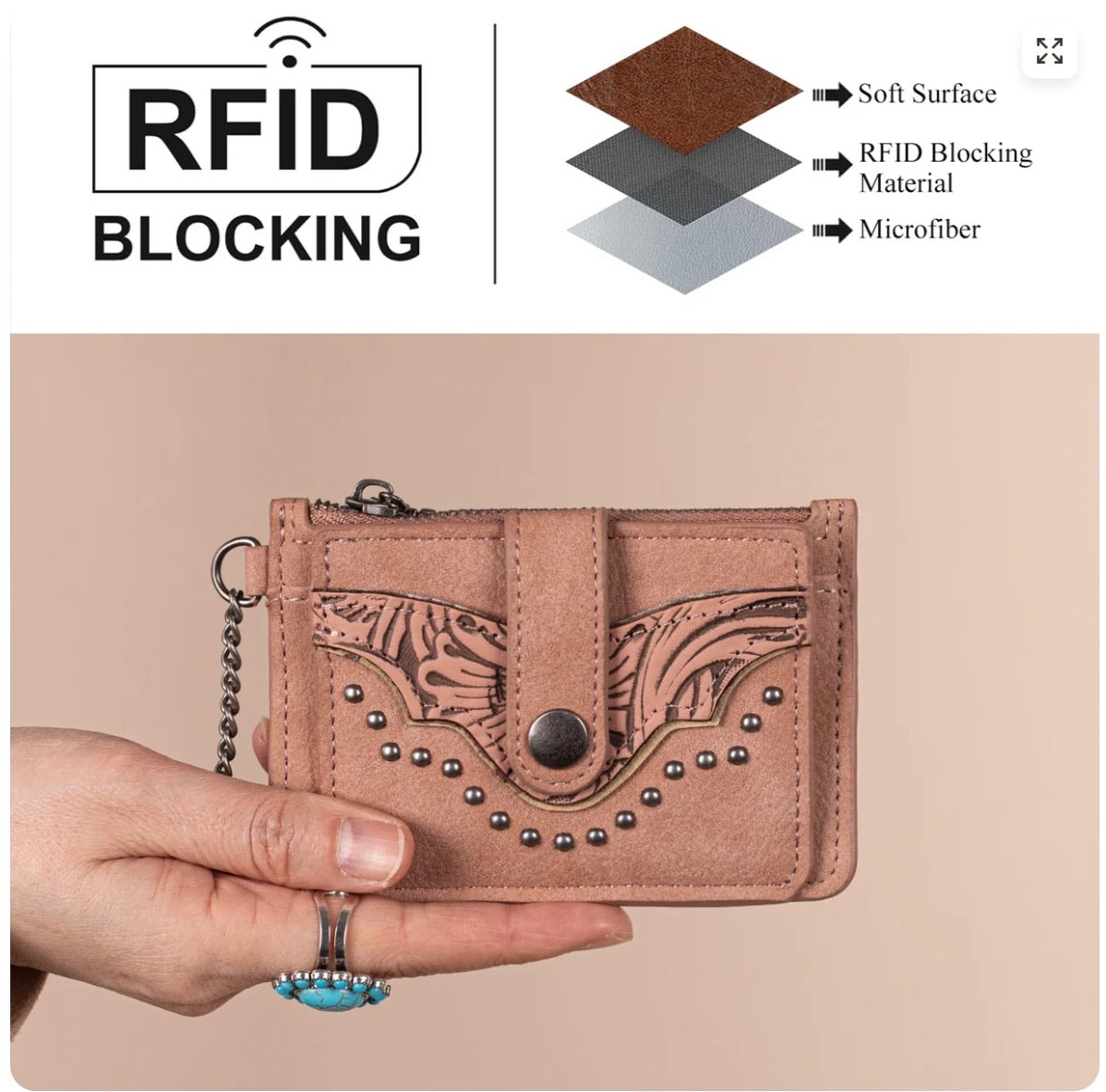 Montana West Floral Tooled Collection Key Ring Wallet
