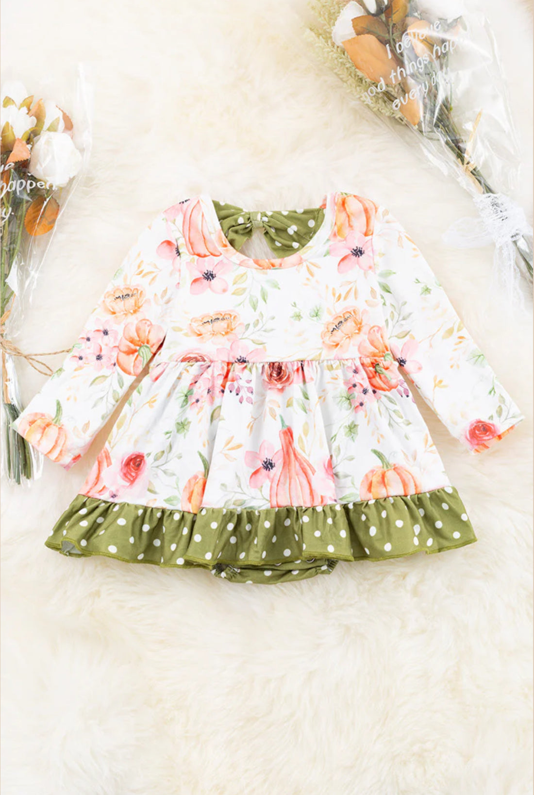 Floral & Pumpkin Printed Bloomer Dress