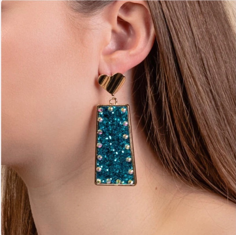 Rectangle Glitter Dangle Earrings