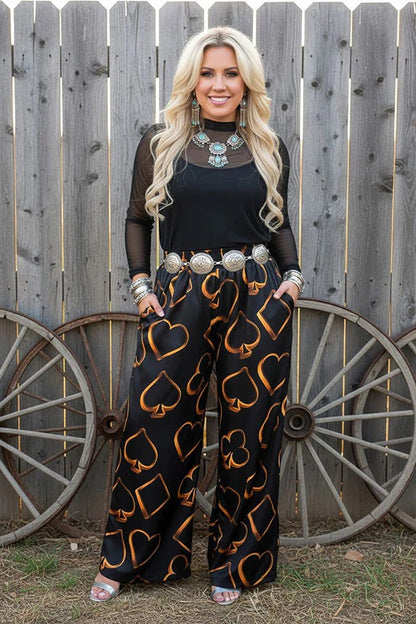 Southern Stitch Playing Card Wide Leg Pants