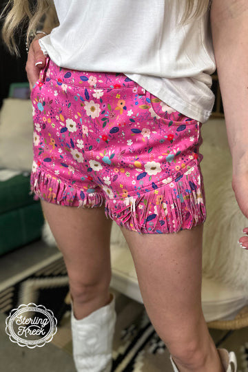 Pioneertown Floral Shorts with Fringe