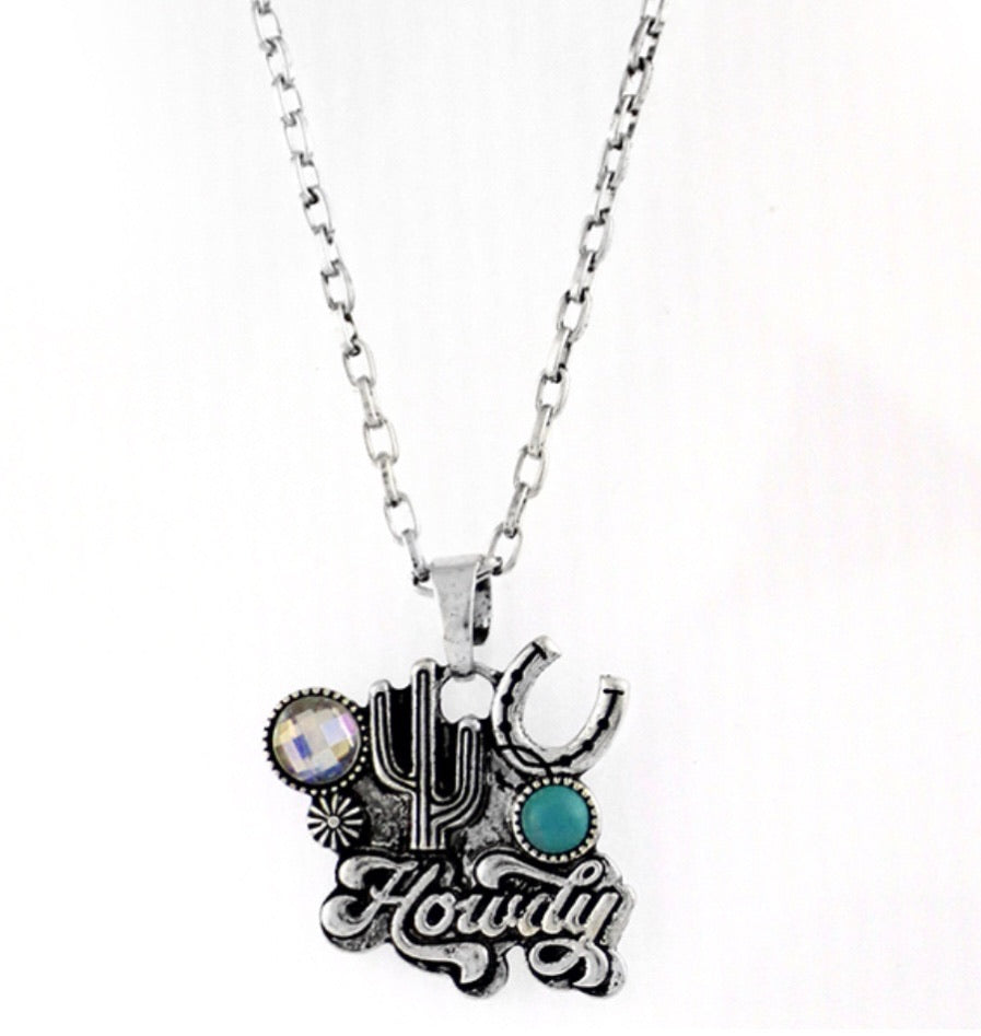 Howdy Cactus Pendant Necklace