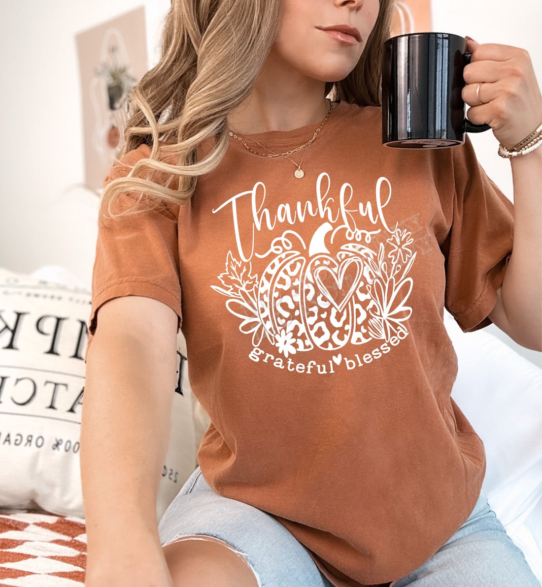 Thankful, Grateful, Blessed Pumpkin Graphic Tee