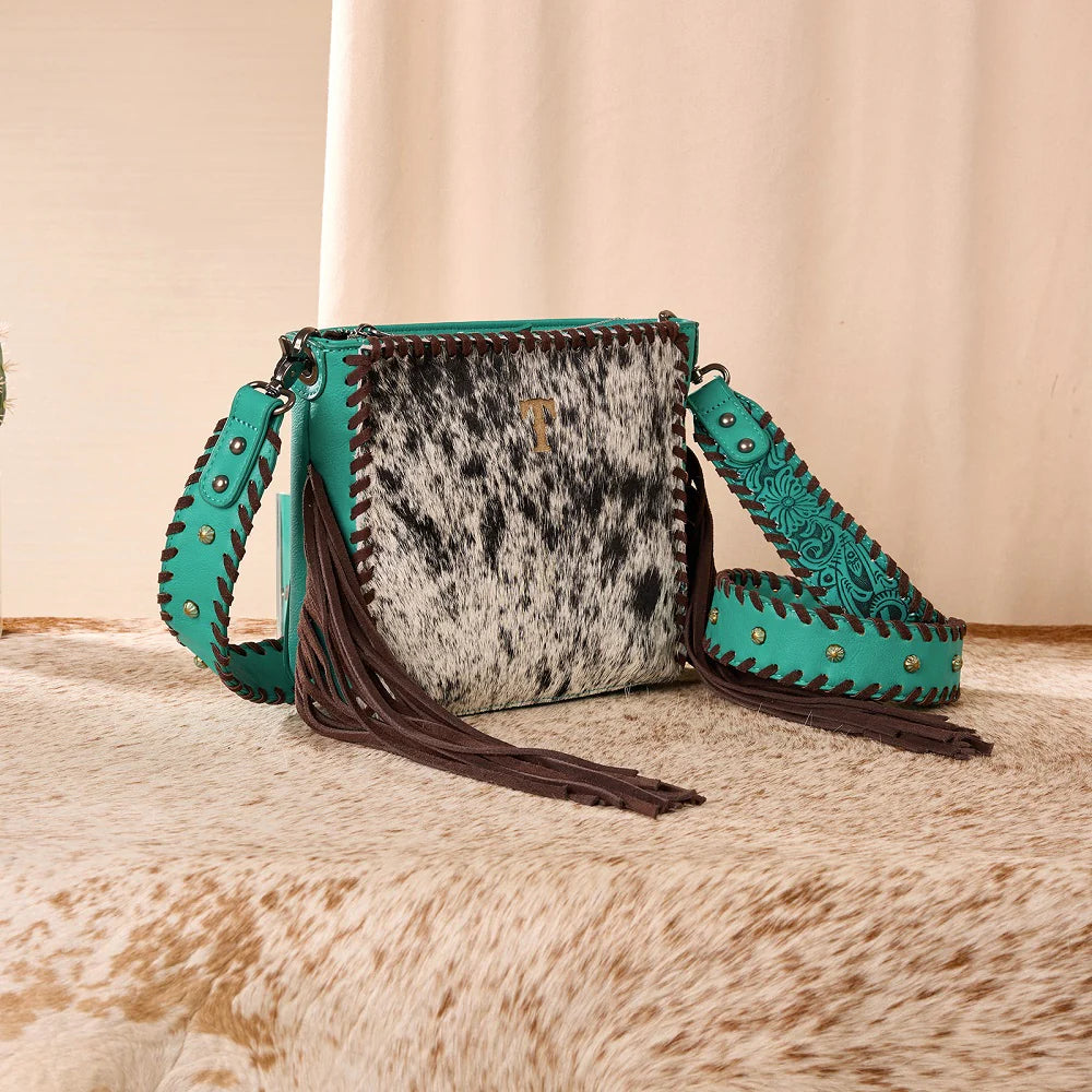 Trinity Ranch Cowhide Fringe Crossbody Purse