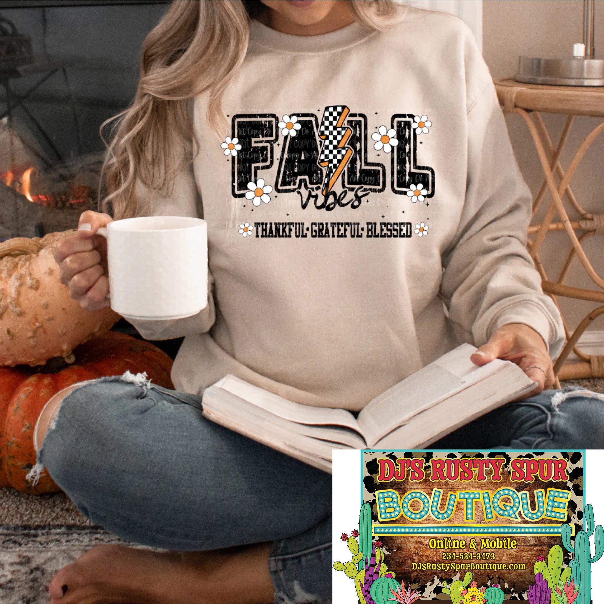 Fall Vibes Checker Graphic Sweatshirt