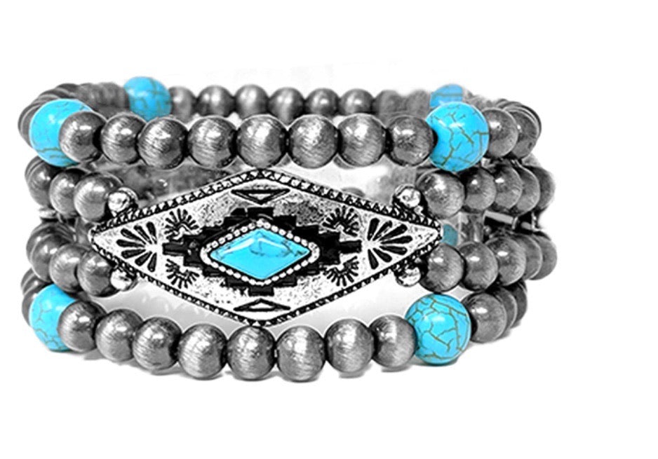 Tribal Stretch Bracelet with Navajo Beads