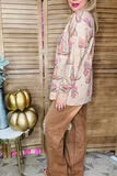 Western Boots &amp; Flower printed long sleeve