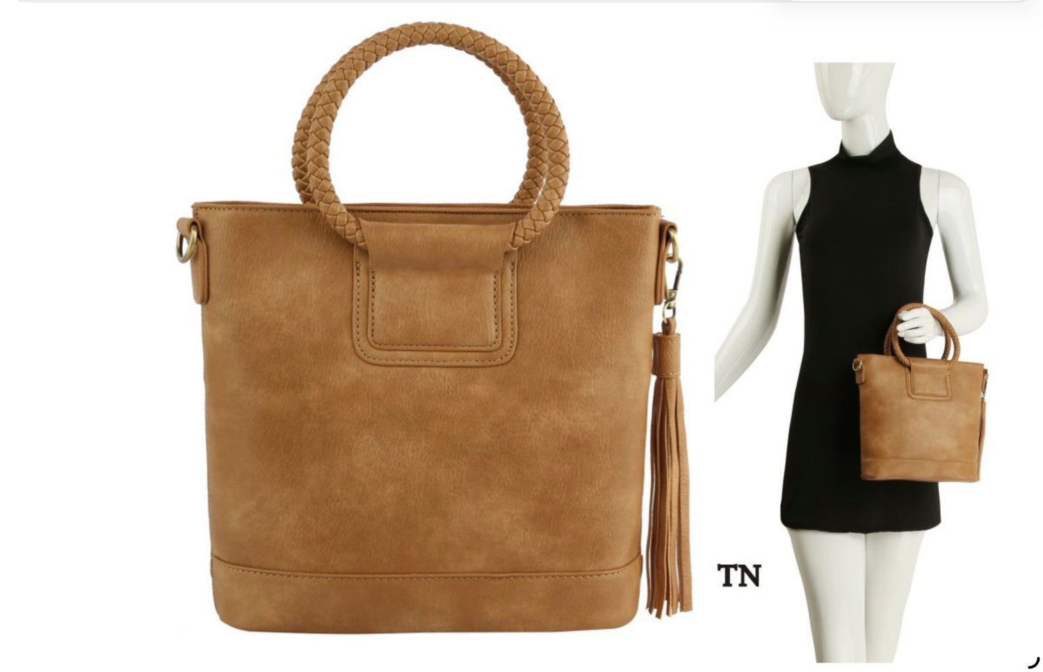 Vegan Leather Round Handle Purse