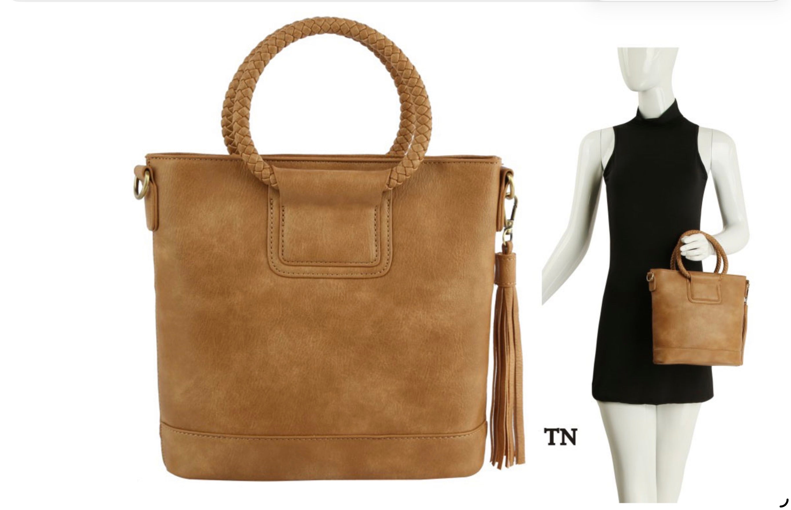 Vegan Leather Round Handle Purse