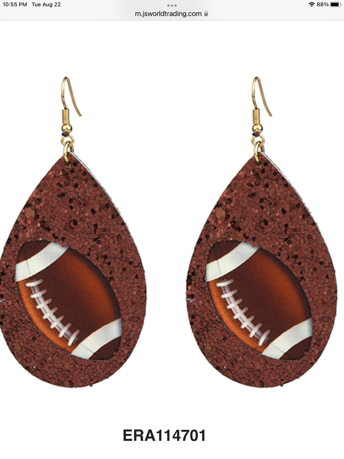Women’s Sparkling Leather Football Dangle Earrings