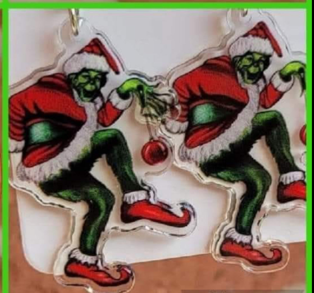 Grinch Tiptoe Dangle Earrings