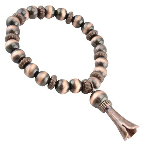 Silver and Copper Tassel Stretch Bracelet