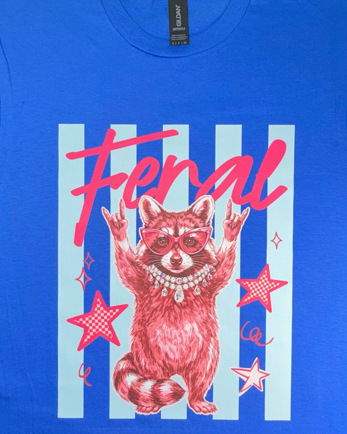 Rhinestone Feral Raccoon Graphic Tee