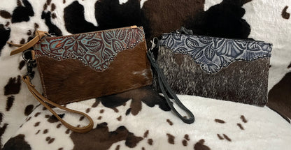 COWHIDE TOOLED  PHONE WALLET