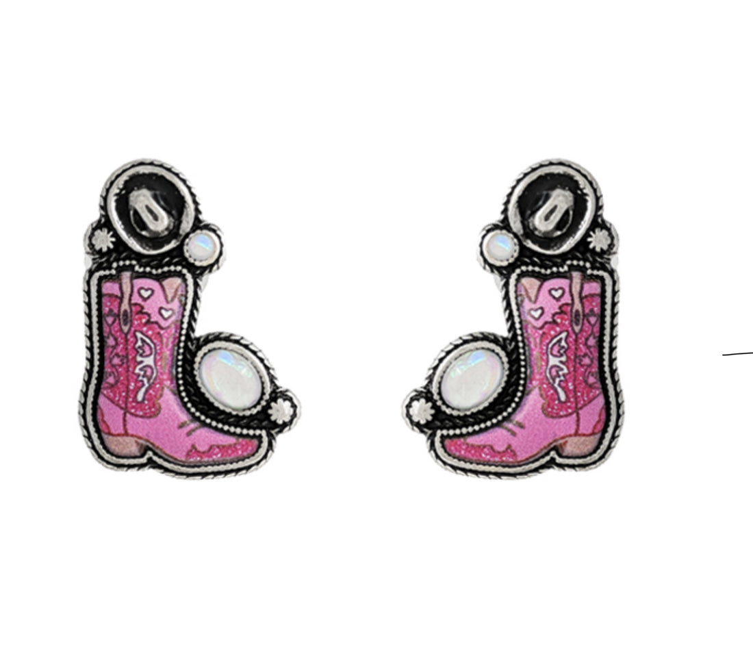 Pink Cowgirl Boots with Hat and Opulent Spurs
