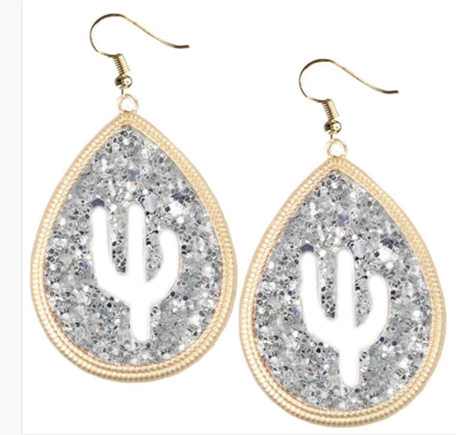 Sparkling Cactus Teardrop Earrings