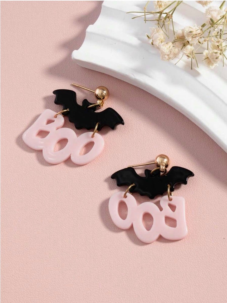 Bat Boo Acrylic Dangle Earrings