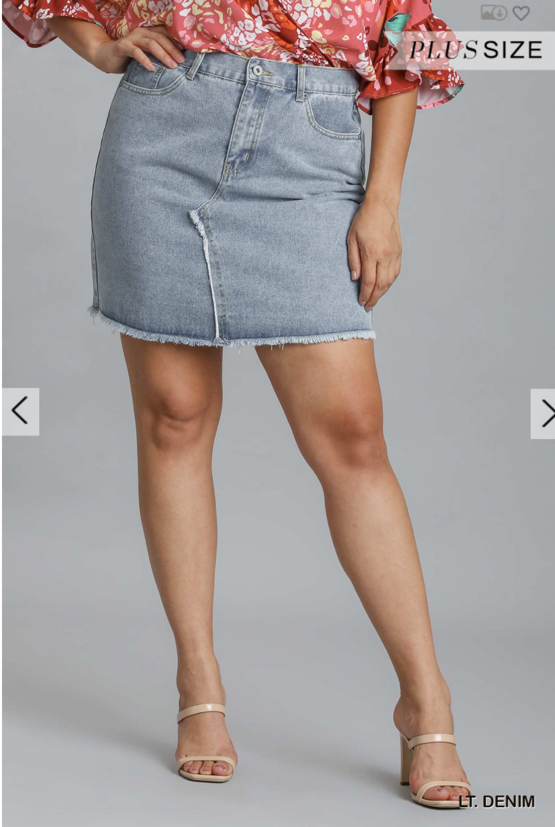 Five Pocket Non-Stretch Deconstructed Denim Skirt with Raw Hem by Umgee