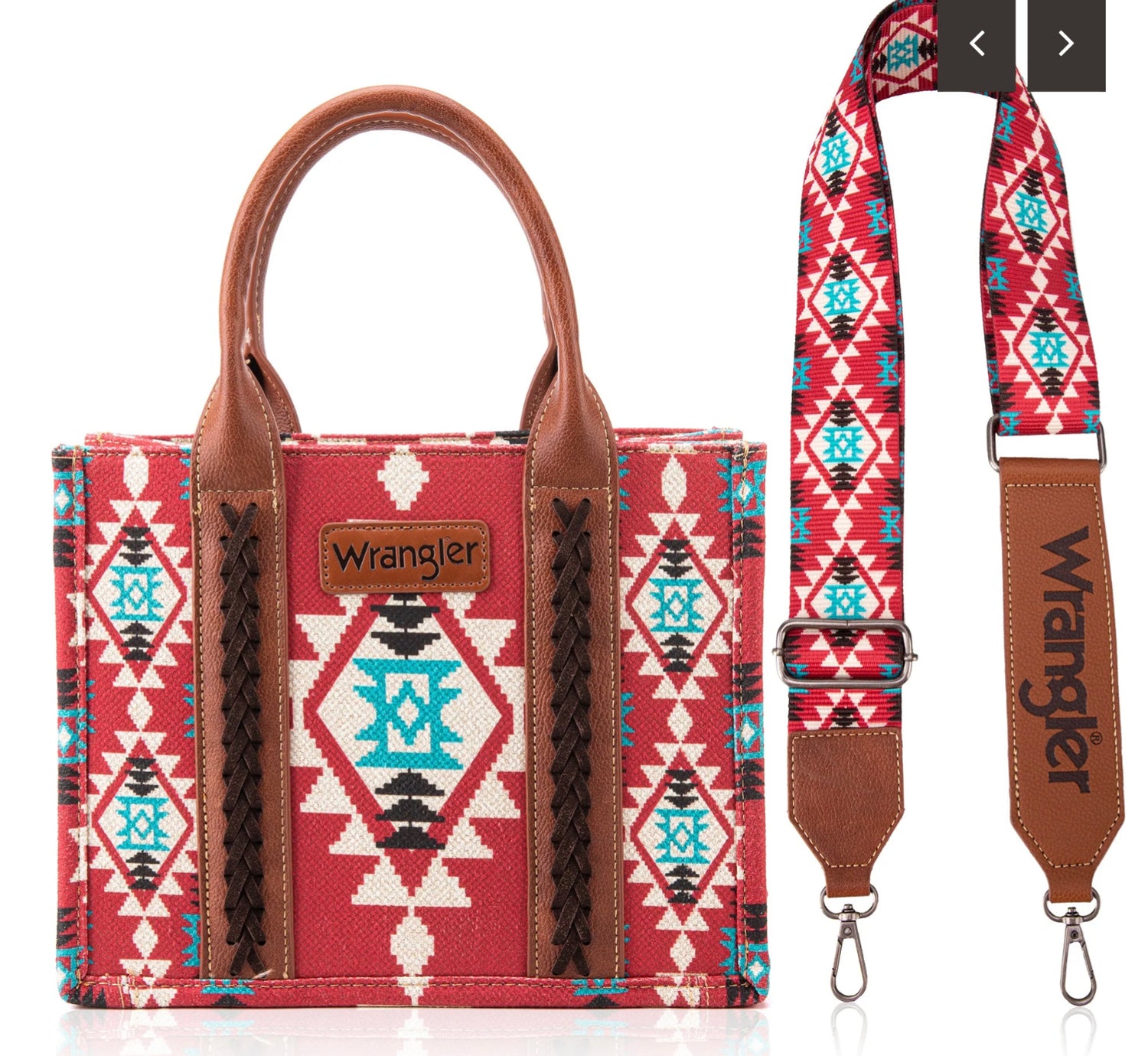 Wrangler Southwestern Print Small Canvas Crossbody Tote