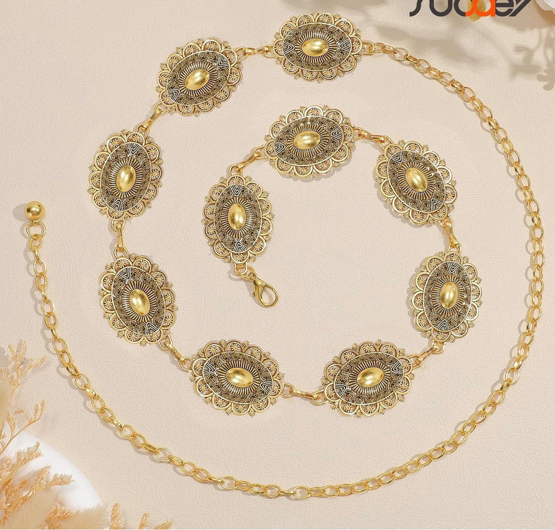 Gold Western Fashion Concho Belt