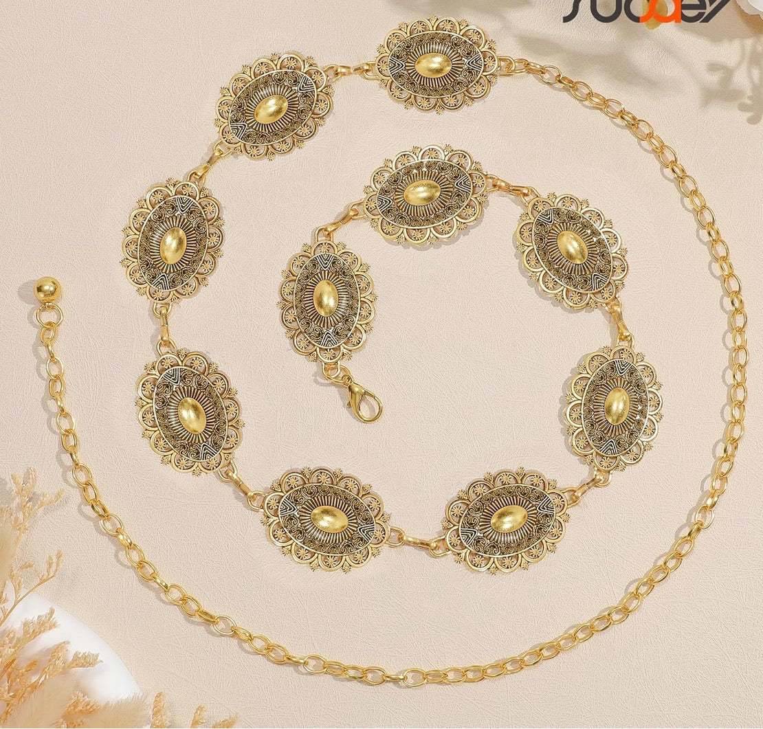 Gold Western Fashion Concho Belt