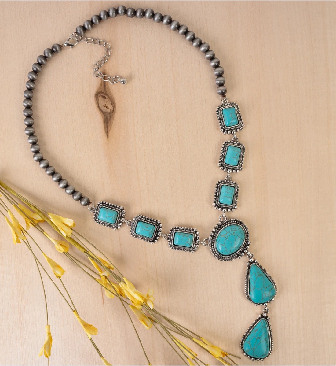 Turquoise Multi-shape Lariat Necklace