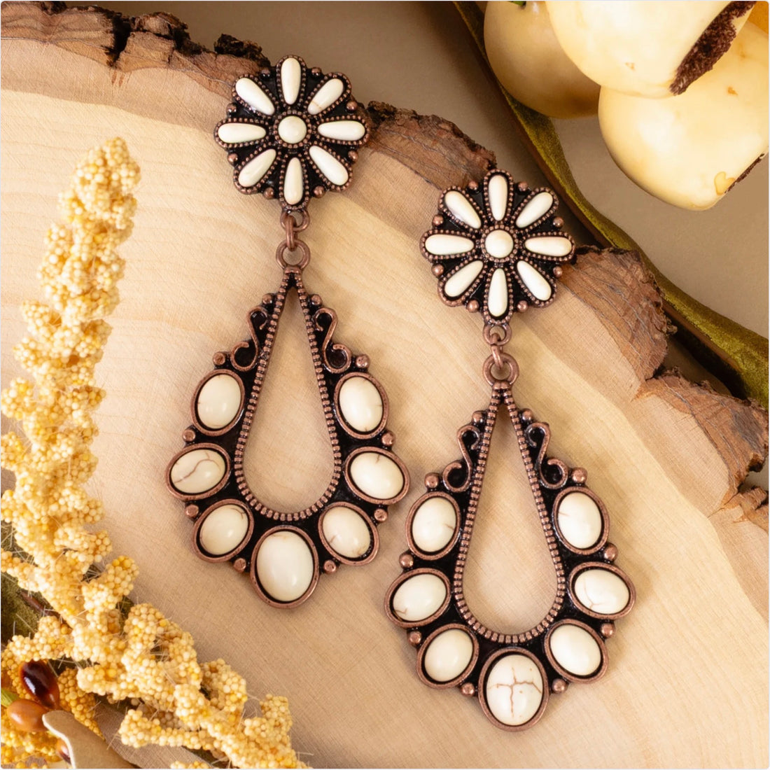 Starburst Dangle Squash Blossom Earrings