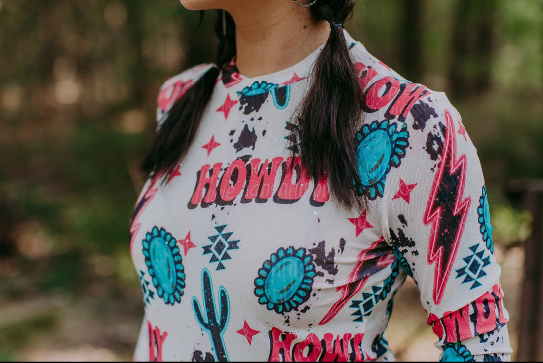 Sparkle Howdy Long Sleeve Mesh Top