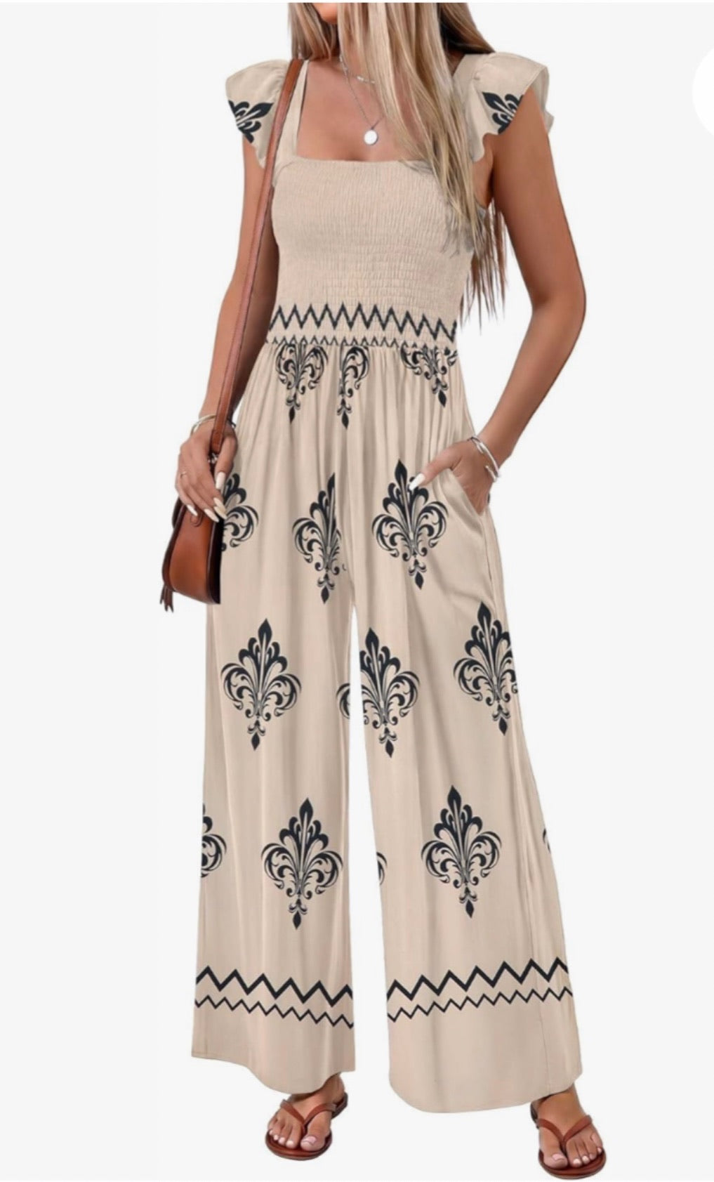 Ekouaer Casual Summer Boho Wide Leg Jumpsuit