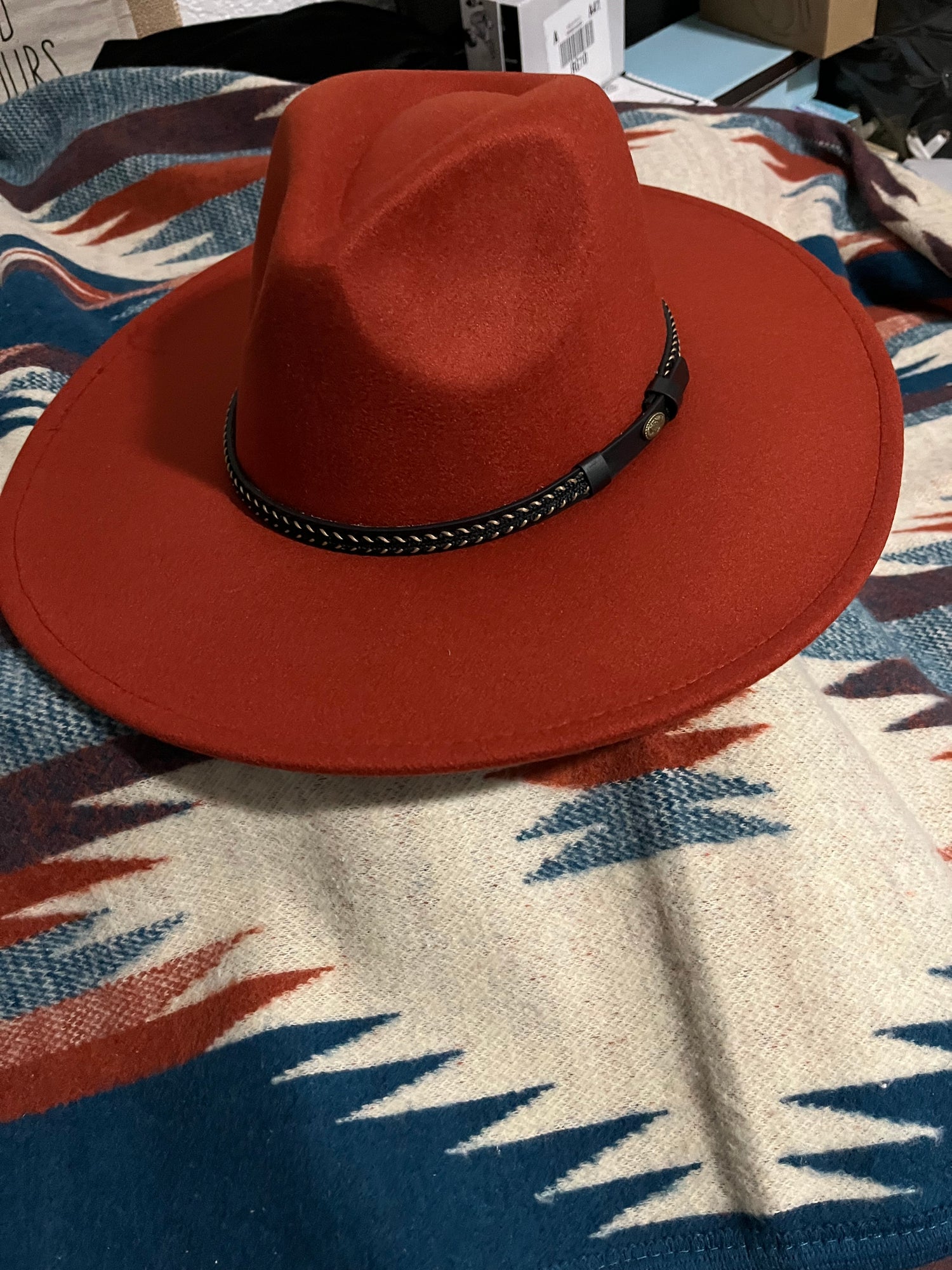 Fedora Wide Brim Hat with Leather Band