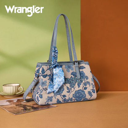 Wrangler Floral Print Braided Scarf Crossbody Purse