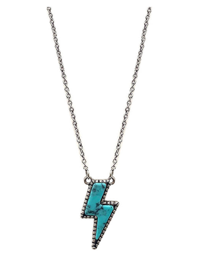 Turquoise Lightning Bolt Stone Necklace