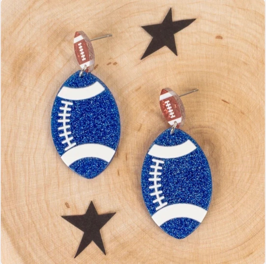 Sparkle Resin Football Dangle Earrings