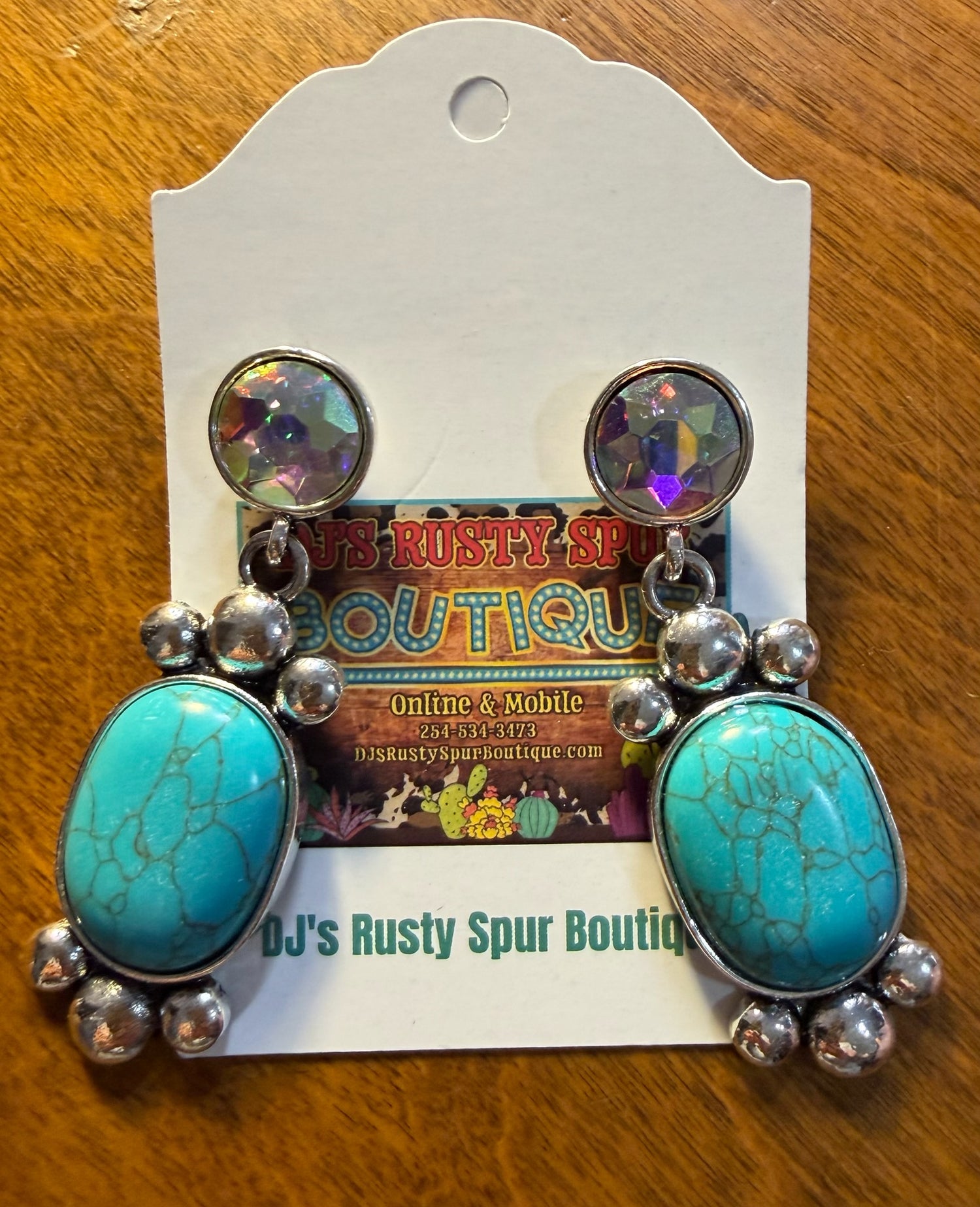 Iridescent Crystal and Turquoise Bubble Dangle Earrings