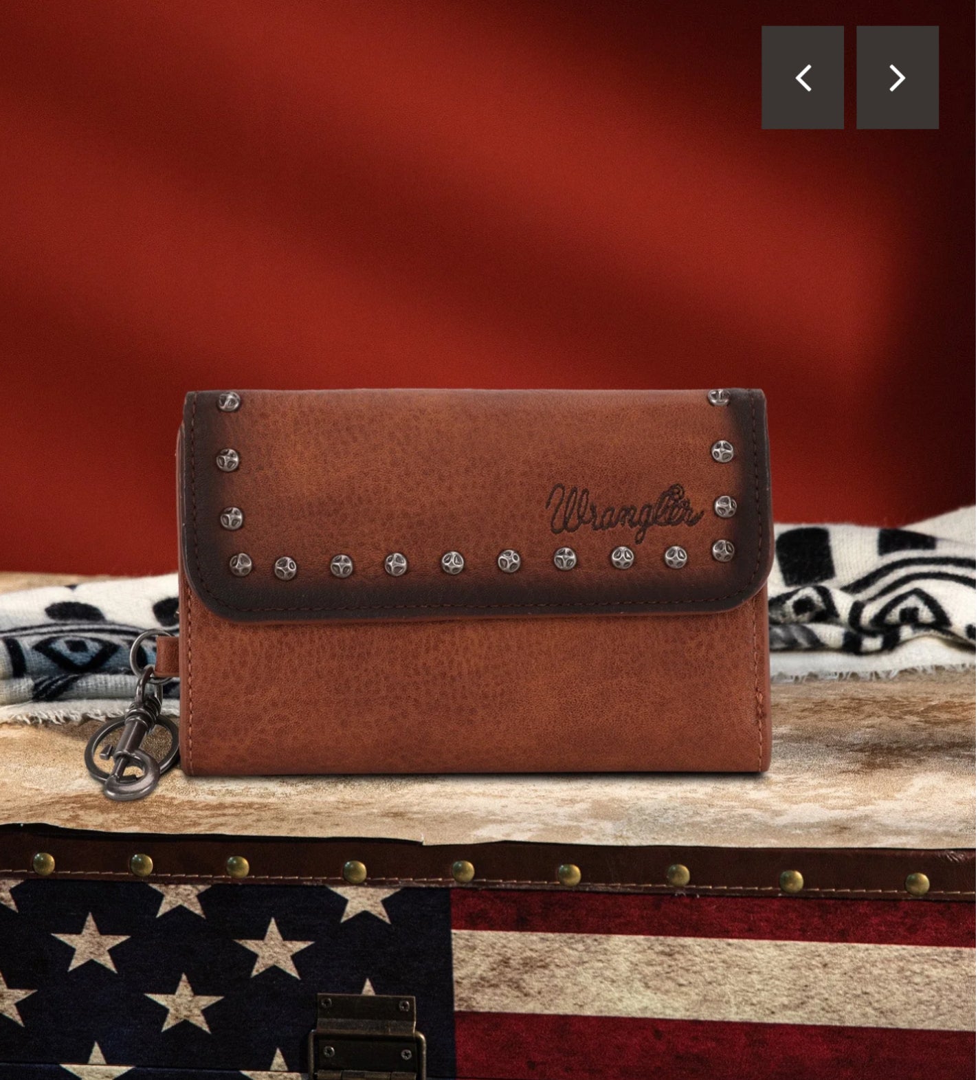 Wrangler Studded Accents Trifold Keychain Wallet