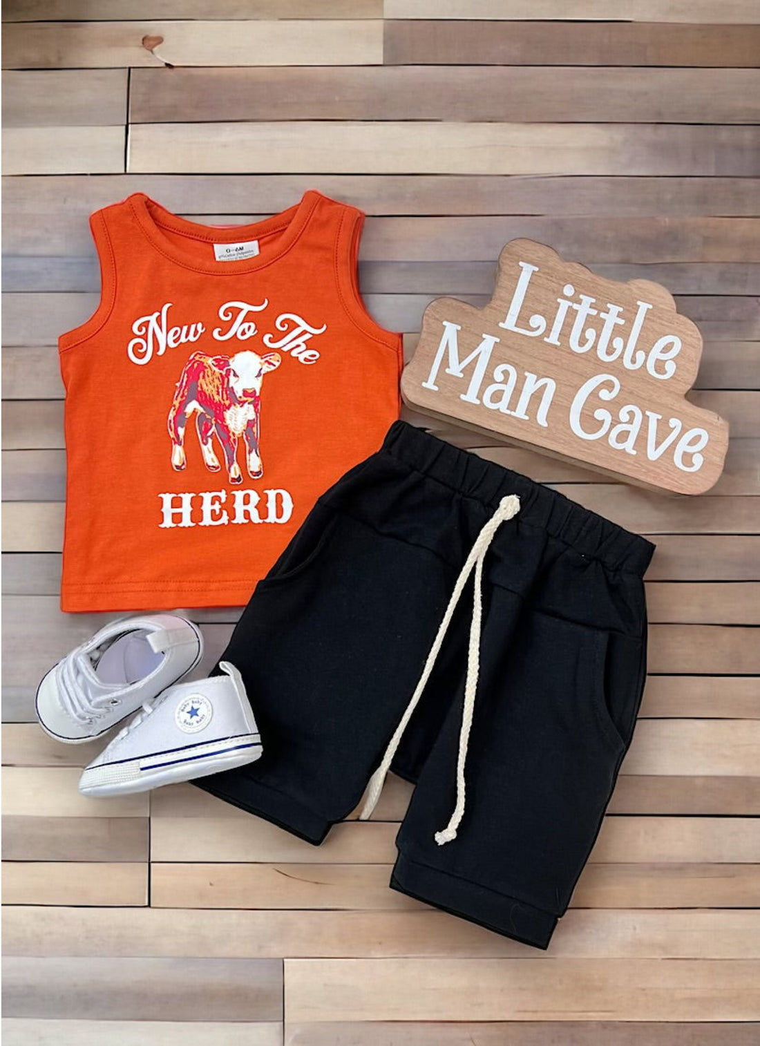 “New to the Herd” Graphic Tank top with Black Shorts