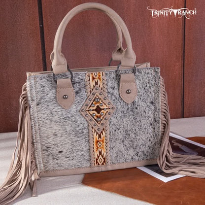 Trinity Ranch Hair On Cowhide Khaki Crossbody Tote