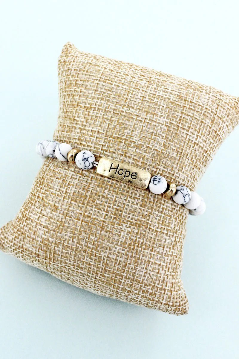 Crystal Avenue Goldtone Semi-Precious Stone Stretch Bracelets