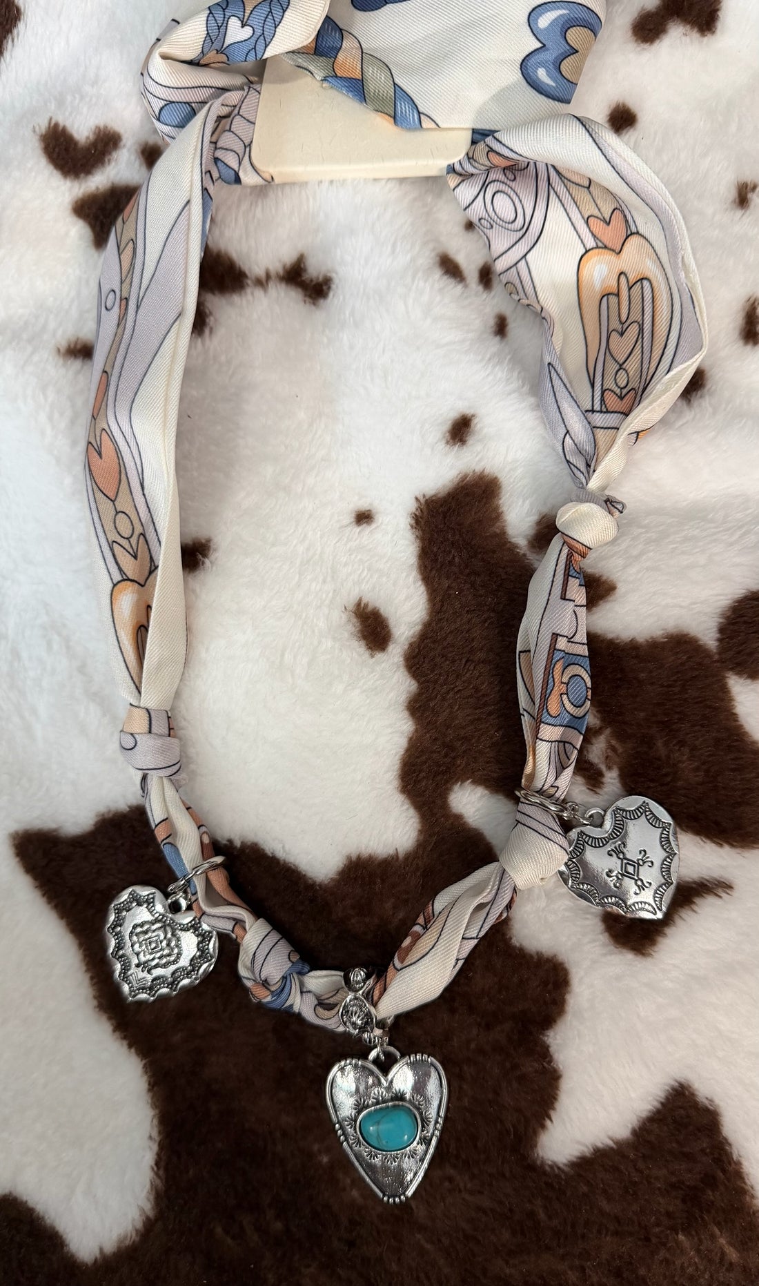 Triple Heart Scarf Necklace