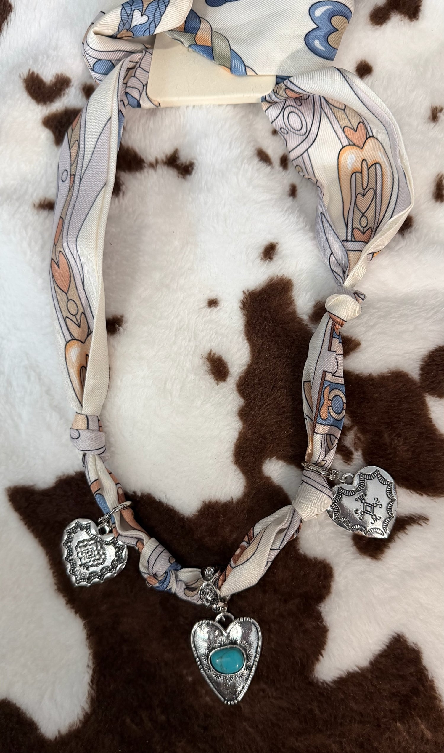 Triple Heart Scarf Necklace