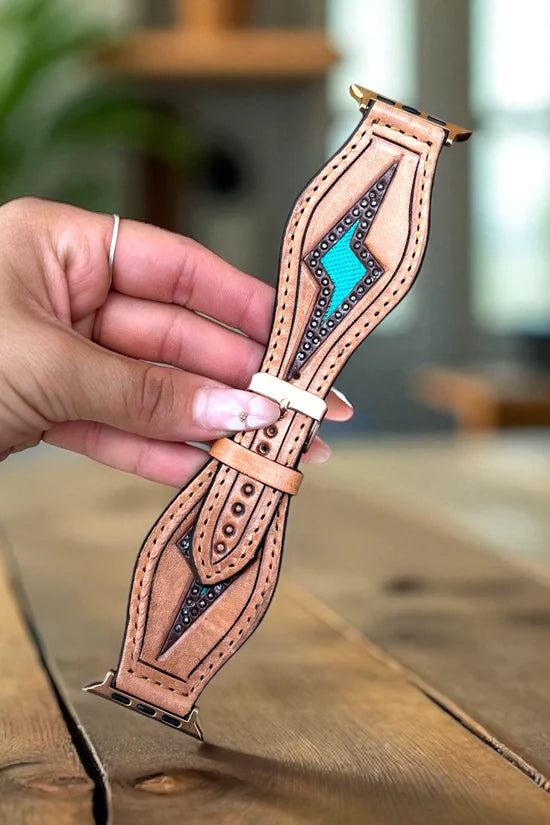 Tooled Leather Apple Watch Bands, 45mm