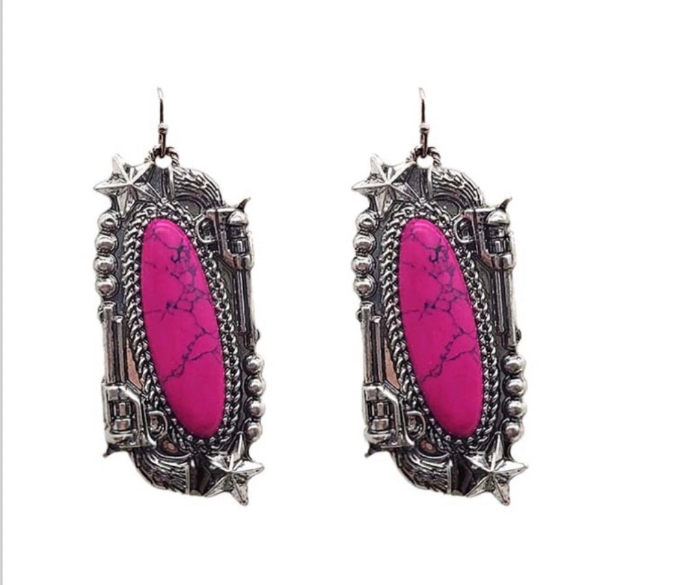 Fuchsia Pistol Dangle Earrings